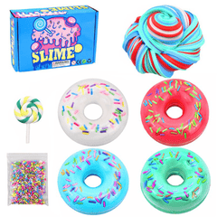 Donut Slime Donut + Accessoires de sucettes + Pastilles de sucre avec coffret de couleurs Jouets d'intérieur