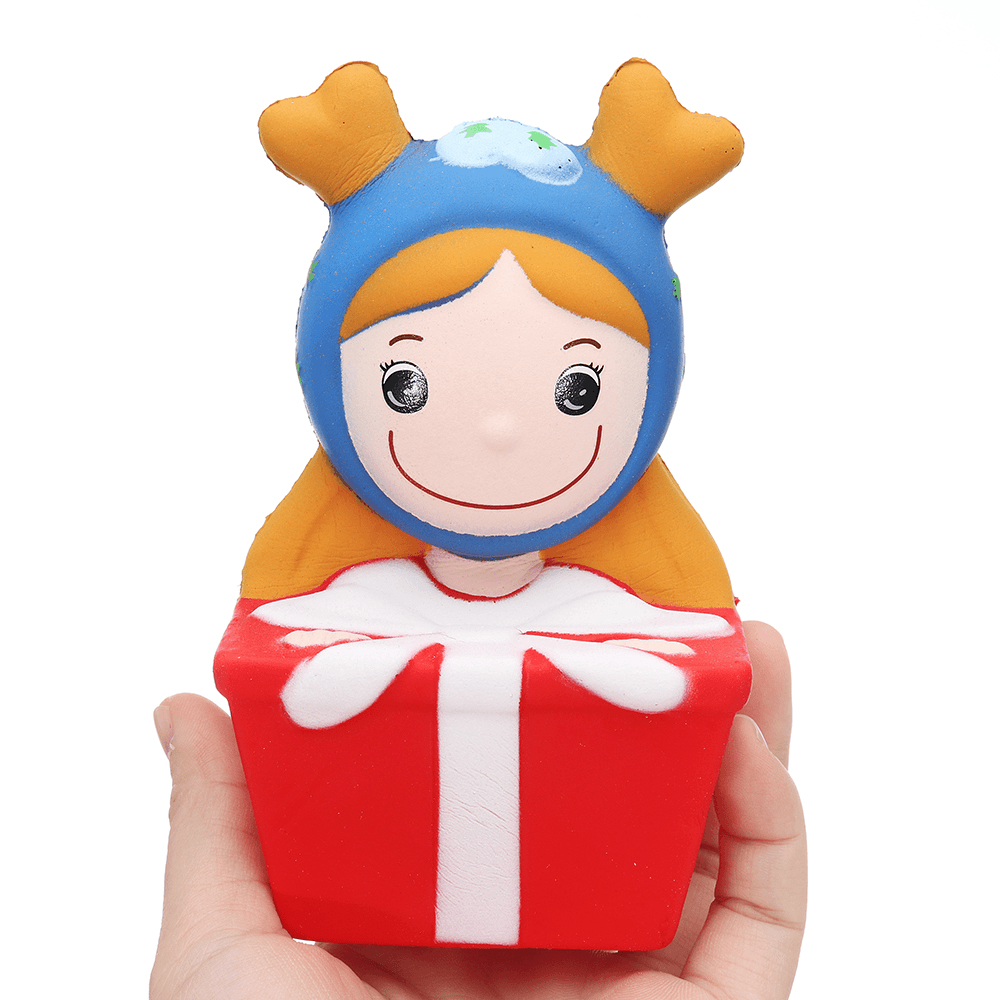 Christmas Elk Girl Squishy 14*7CM Slow Rising Soft Toy Gift Collection with Packaging