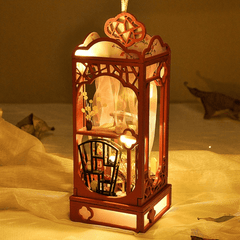 Maison de poupée miniature à suspendre de style chinois, kit de meubles en bois avec lumière pour cadeau d'anniversaire pour enfants