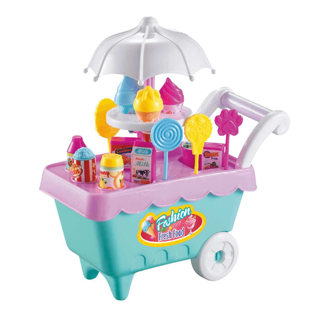 19 PCS Mini Candy Cart Detachable Ice Cream Shop Cart DIY Decoration Toys