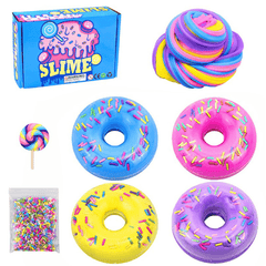 Donut Slime Donut + Accessoires de sucettes + Pastilles de sucre avec coffret de couleurs Jouets d'intérieur