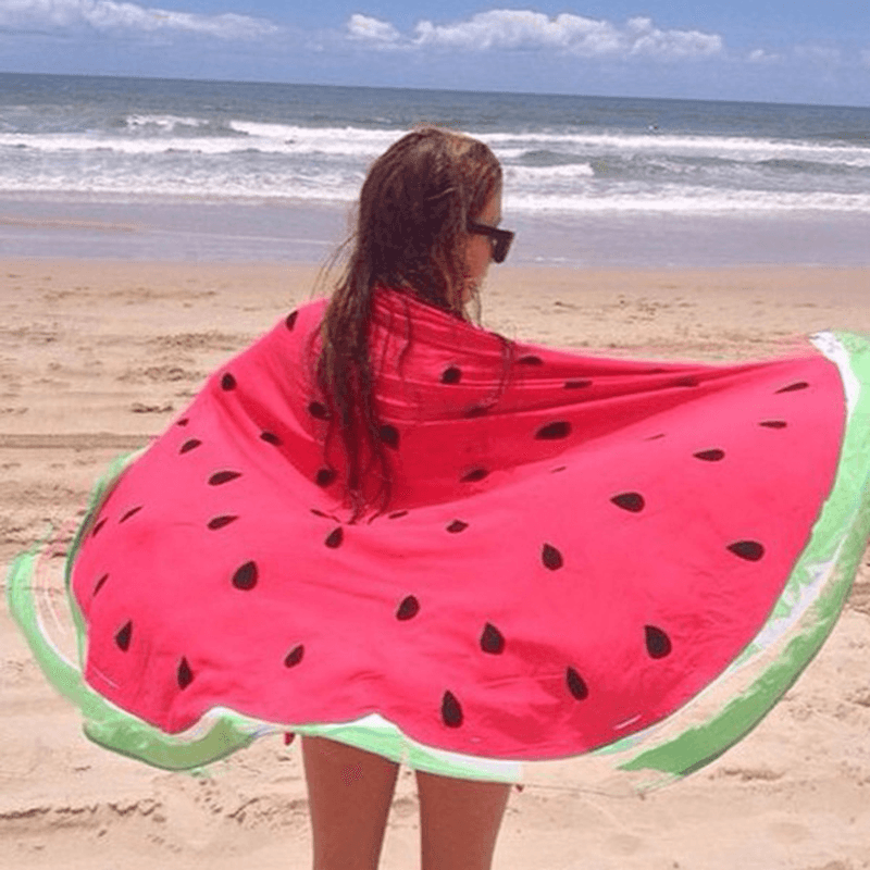 Toalla de playa fina de dacrón con estampado de piña y pizza de donut de 150 cm, chal, sábana y tapiz