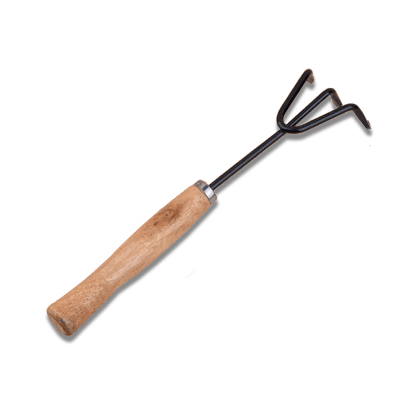 Ensemble d'outils à main de jardin 3 pièces Pelle de jardinage en fer Râteau Truelle Manche en bois