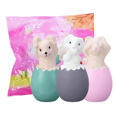 Œuf de lapin squishy de 13 cm avec sac fantaisie, jouet à presser, cadeau de Noël