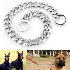 Collier pour chien en acier inoxydable à maillons cubains en argent coupé de 13 mm