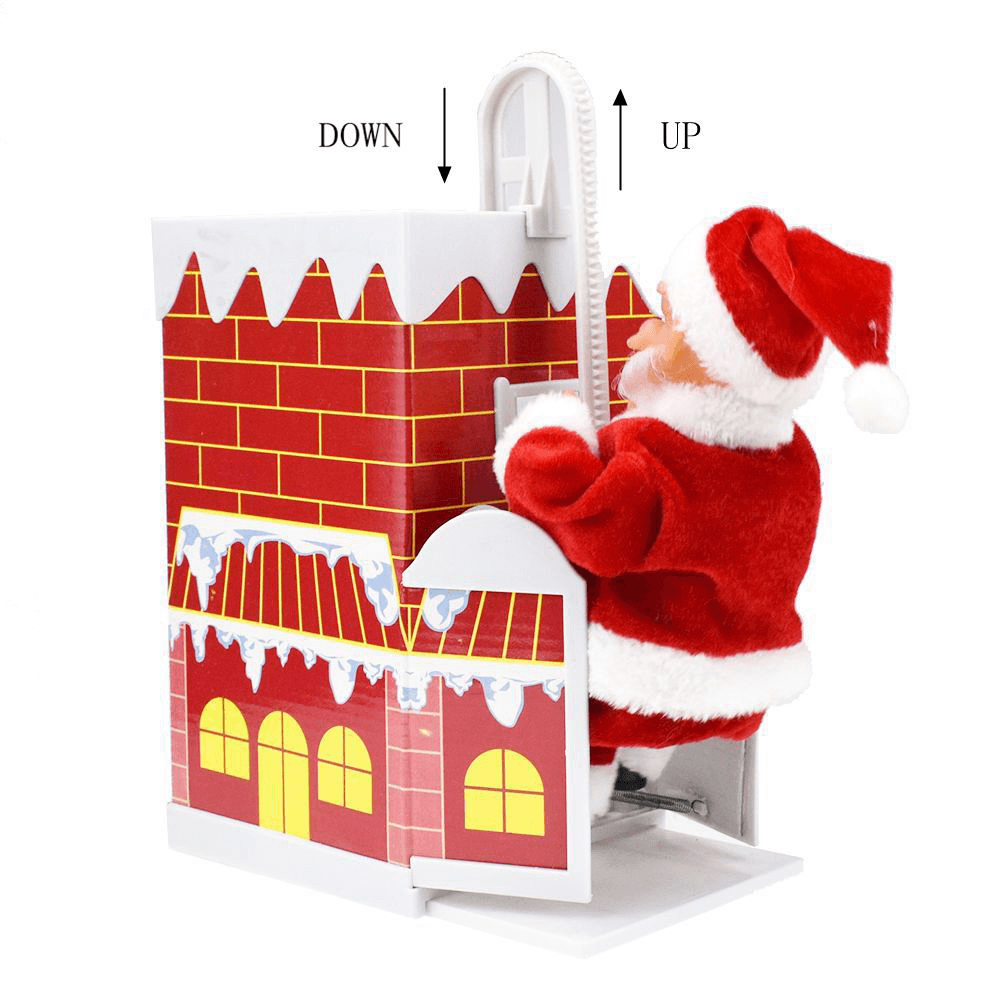 Christmas Gift Santa Claus Electric Climb Chimney 8.3 Inch Music Play Novelty Toys