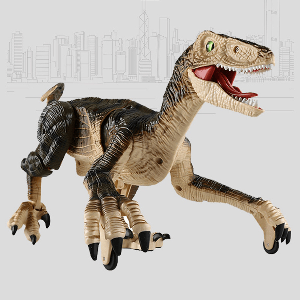 2.4G 5CH RC Raptors Velociraptor Dinosaure Électrique Marche Simulation Animal Télécommande Jurassic Dinobot Modèle avec Son et Lumières Jouet pour Enfants Cadeau