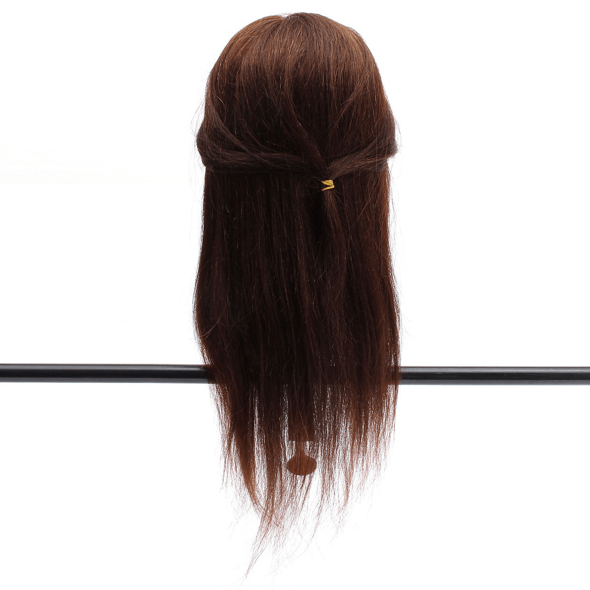 Cabeza de maniquí para entrenamiento de peluquería, de 20" y 90 % cabello humano, color marrón, con pinza para práctica de trenzado