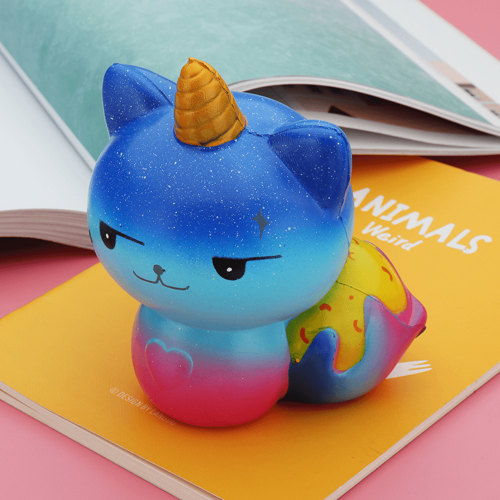 Squishy Chat Licorne Galaxie 12*8.2CM Slow Rising Soft Collection Cadeau Décor Jouet