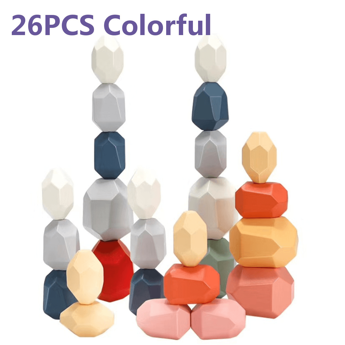 Juego de bloques de construcción apilables de madera de colores, 10/16/26 piezas, juguete educativo para niños, regalo