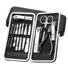 12Pcs Stainless Steel Nail Clippers Set Portable Exfoliating Manicure Pedicure Grooming Kit