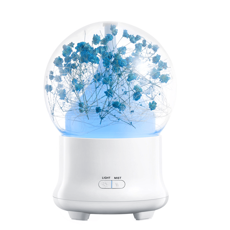 Humidificador de aroma mini con flores inmortales de 4 colores, difusor de aceites esenciales, purificador y atomizador para spa