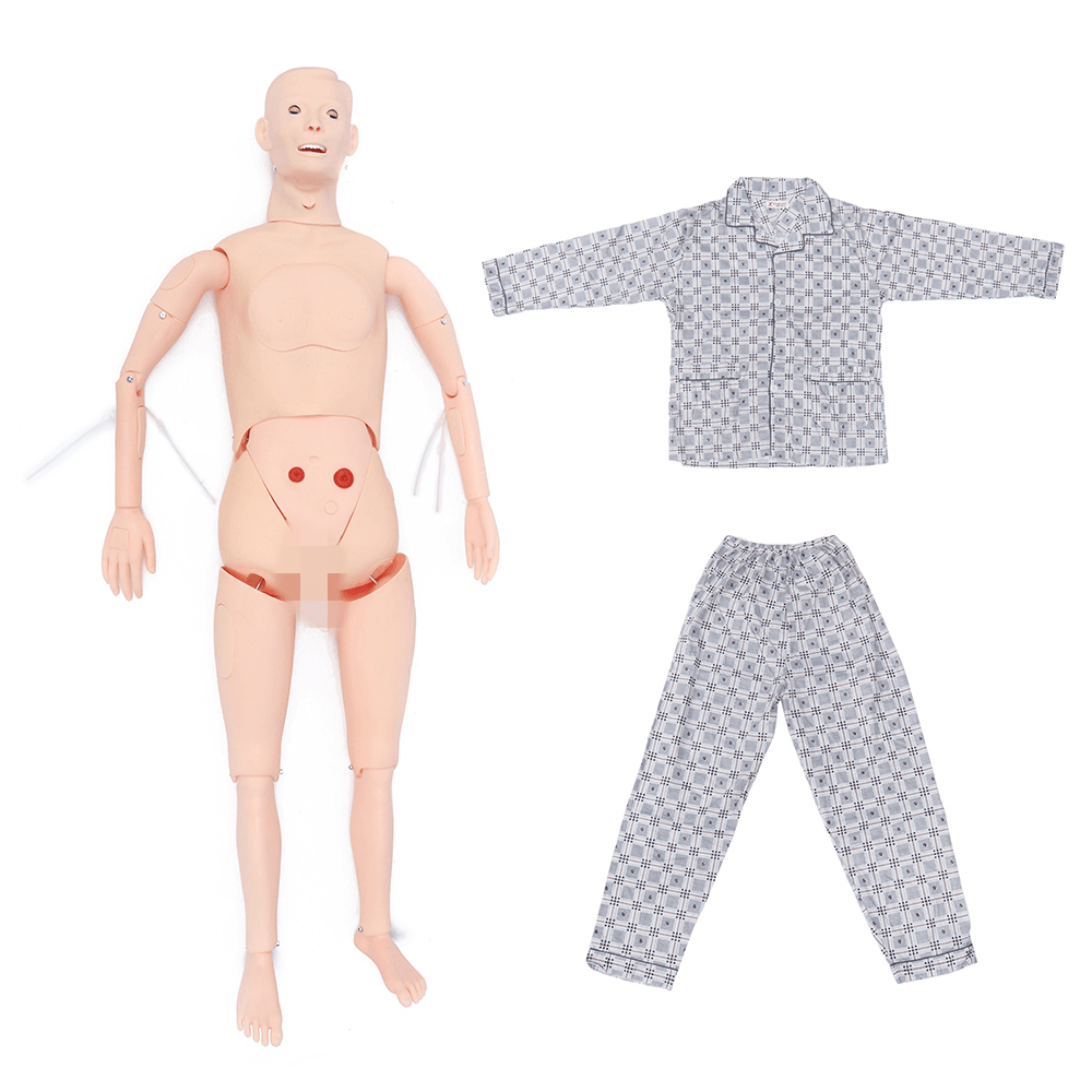 1 maniquí masculino de entrenamiento de enfermería multifuncional avanzado, modelo médico, maniquí de paciente