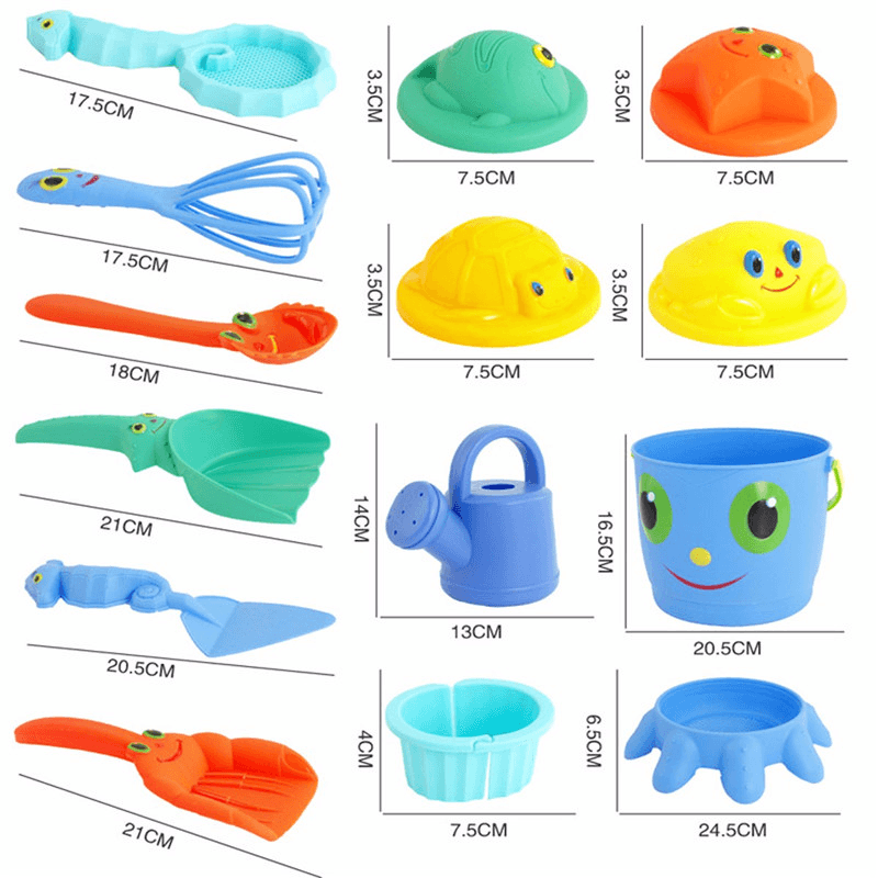 14PCS Fun Cute Playing Game Toy Sea Creature Shape Tools Sand Water Beach Indoor Outdoor Toy