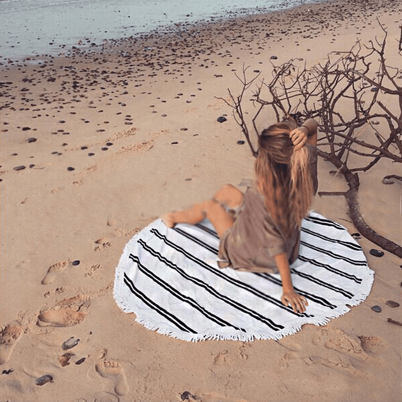 Toalla de playa de fibra de poliéster fina de estilo europeo de 150 cm para yoga, sábana redonda, tapiz y mantel