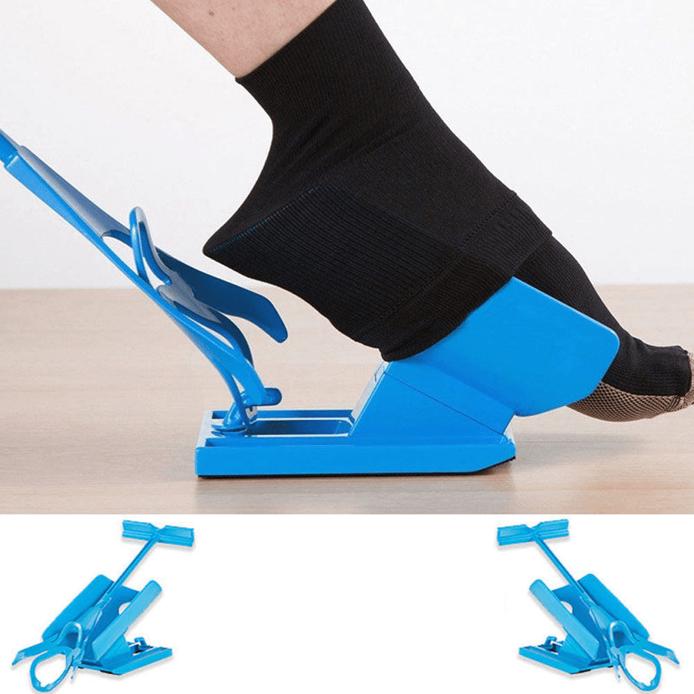 1 kit d'aide à l'enfilage des chaussettes bleu pour aider à enfiler les chaussettes sans se pencher Chausse-pied adapté aux chaussettes Support de pied