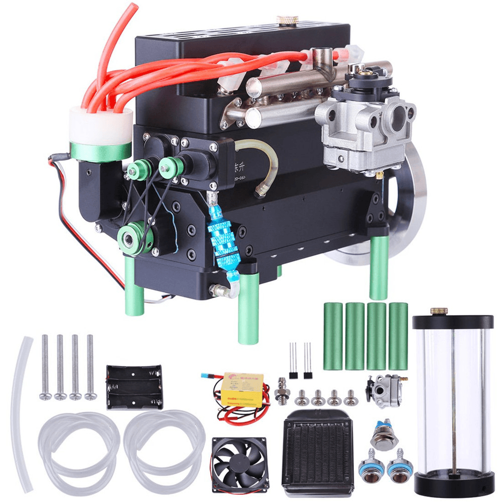 Motor de gasolina de cuatro cilindros en línea, modelo de 32 cc refrigerado por agua para automóviles y barcos RC DIY