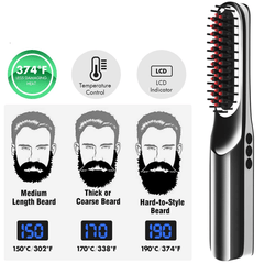 Lisseur électrique sans fil 2 en 1 LCD rapide pour barbe, brosse à cheveux, peigne, boucleur