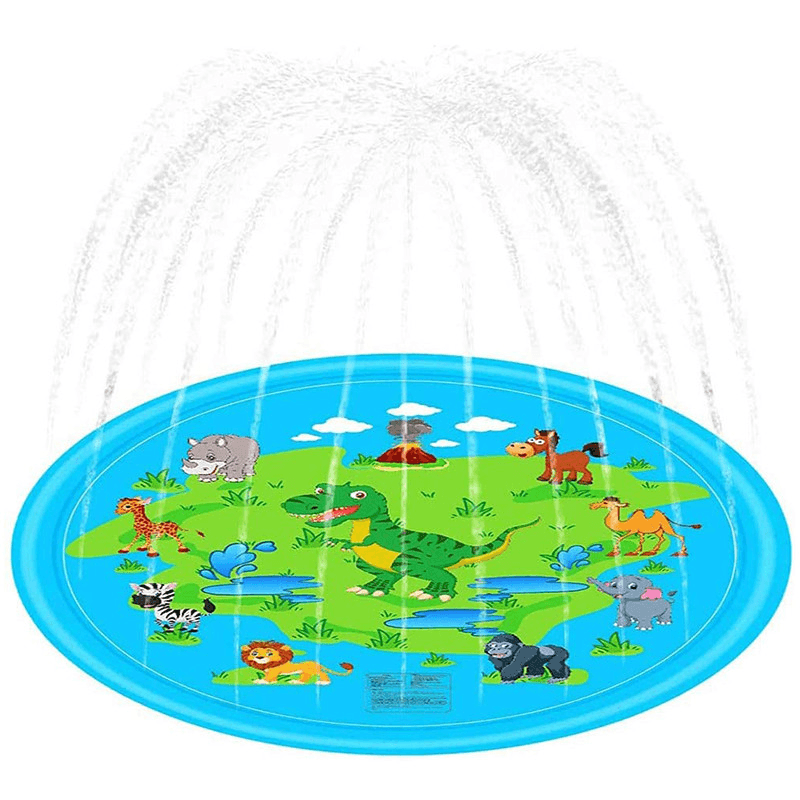 Colchoneta inflable para agua con borde redondo de dinosaurio azul de 170 cm, juguetes acuáticos para exteriores