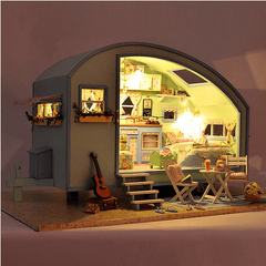 Cuteroom A-016 Kit de voyage dans le temps pour maison de poupée miniature en bois à monter soi-même Maison de poupée LED Musique Commande vocale 