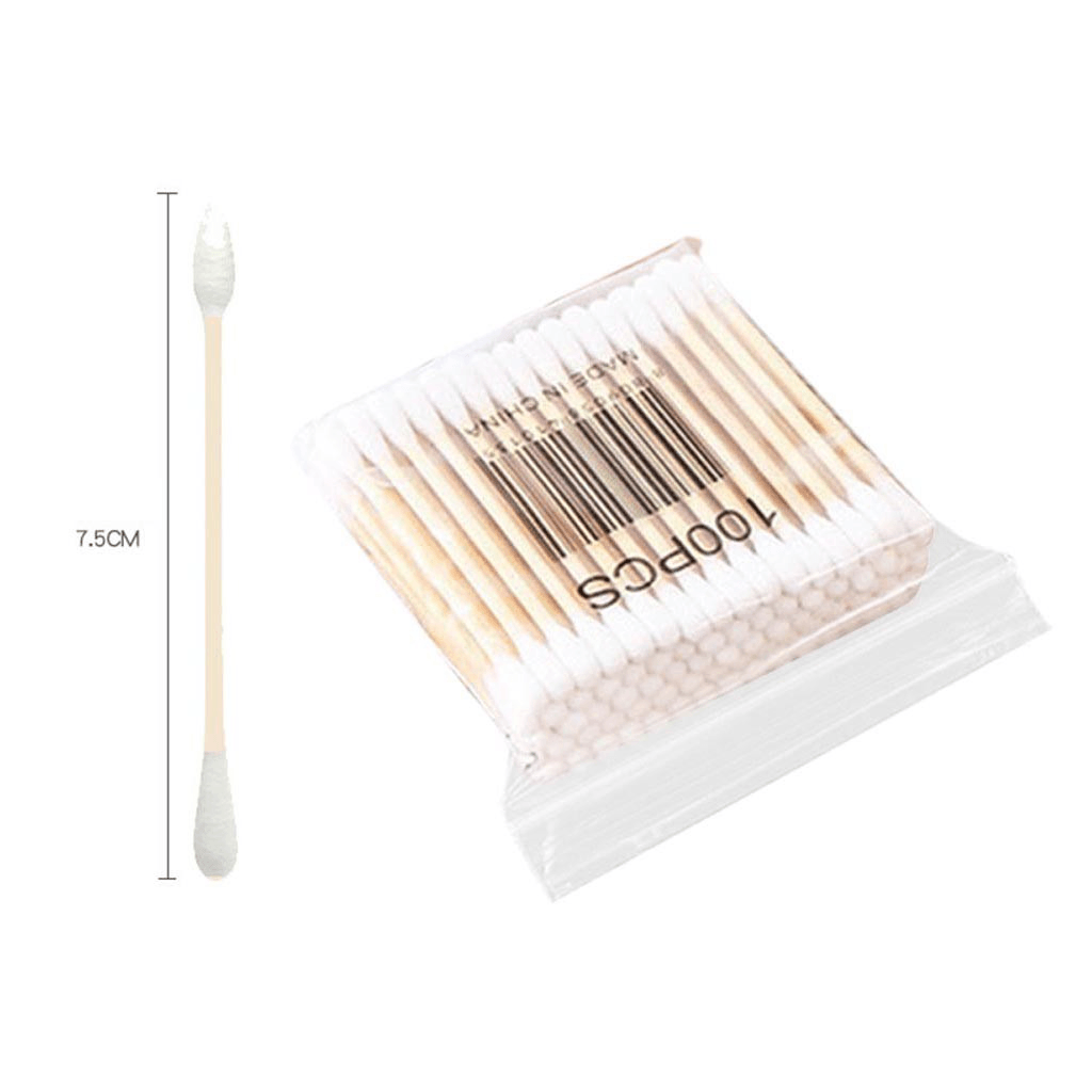 Lot de 100 cotons-tiges doux et propres pour femmes, bâtonnets en bois, bâtonnets de beauté, maquillage, embouts pour le nez, les oreilles, outil de nettoyage et de soins