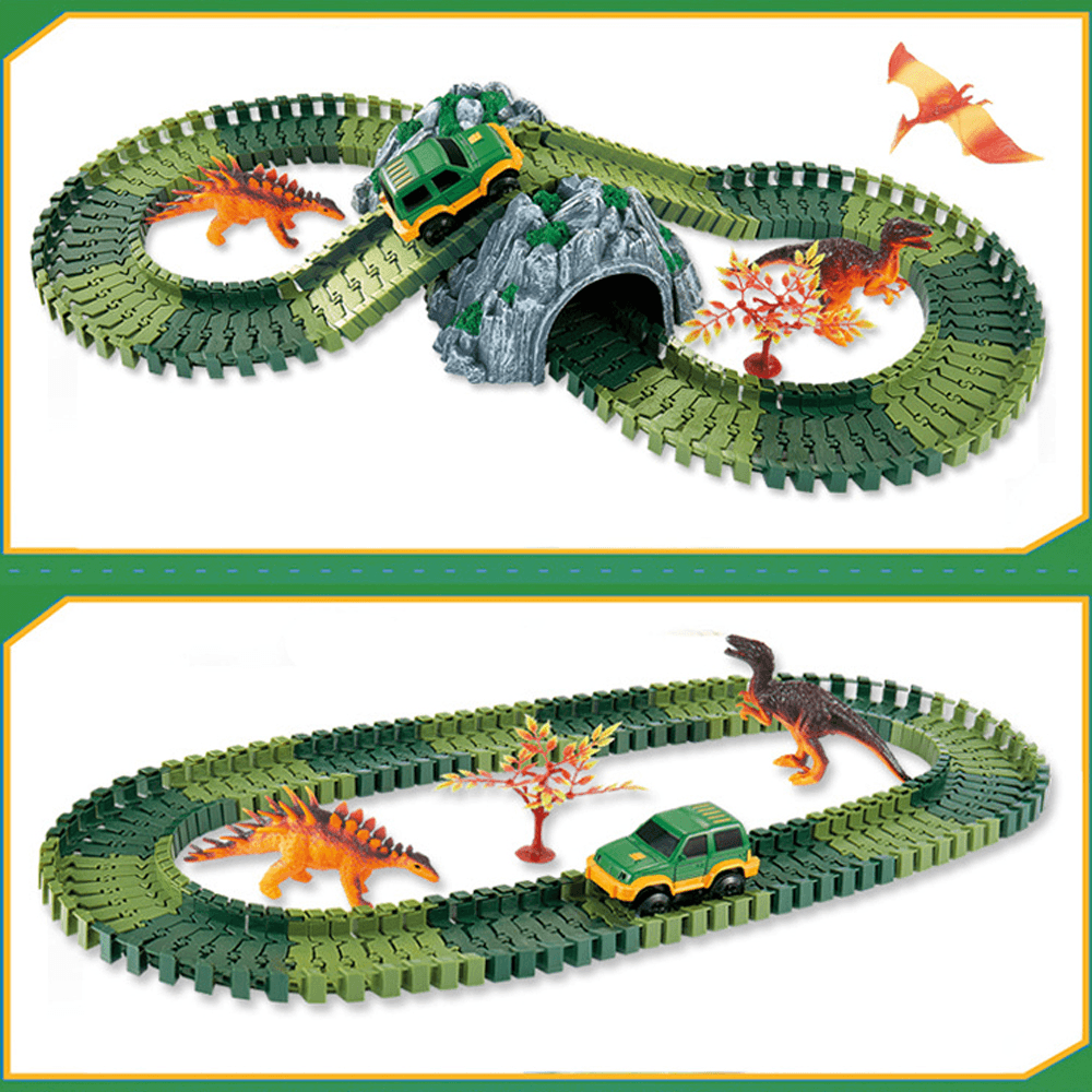 144 PCS Electric Colorful Train Track DIY Assemble Dinosaur Blocks Track Puzzle Model Educational Toy for Kids Gift