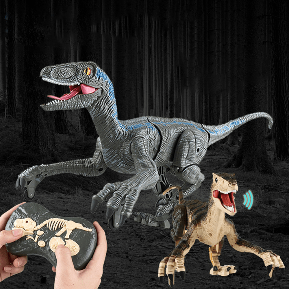 2.4G 5CH RC Raptors Velociraptor Dinosaure Électrique Marche Simulation Animal Télécommande Jurassic Dinobot Modèle avec Son et Lumières Jouet pour Enfants Cadeau