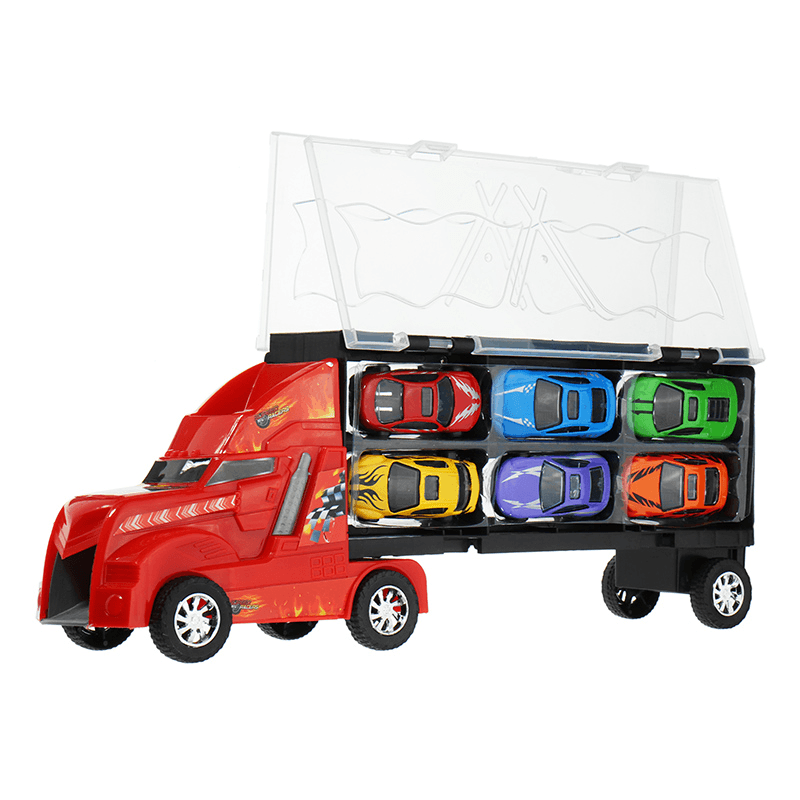 Dibang Container Truck with 12 Alloy Car Puzzle Simulation Car Model Chess Sound Toy Gift