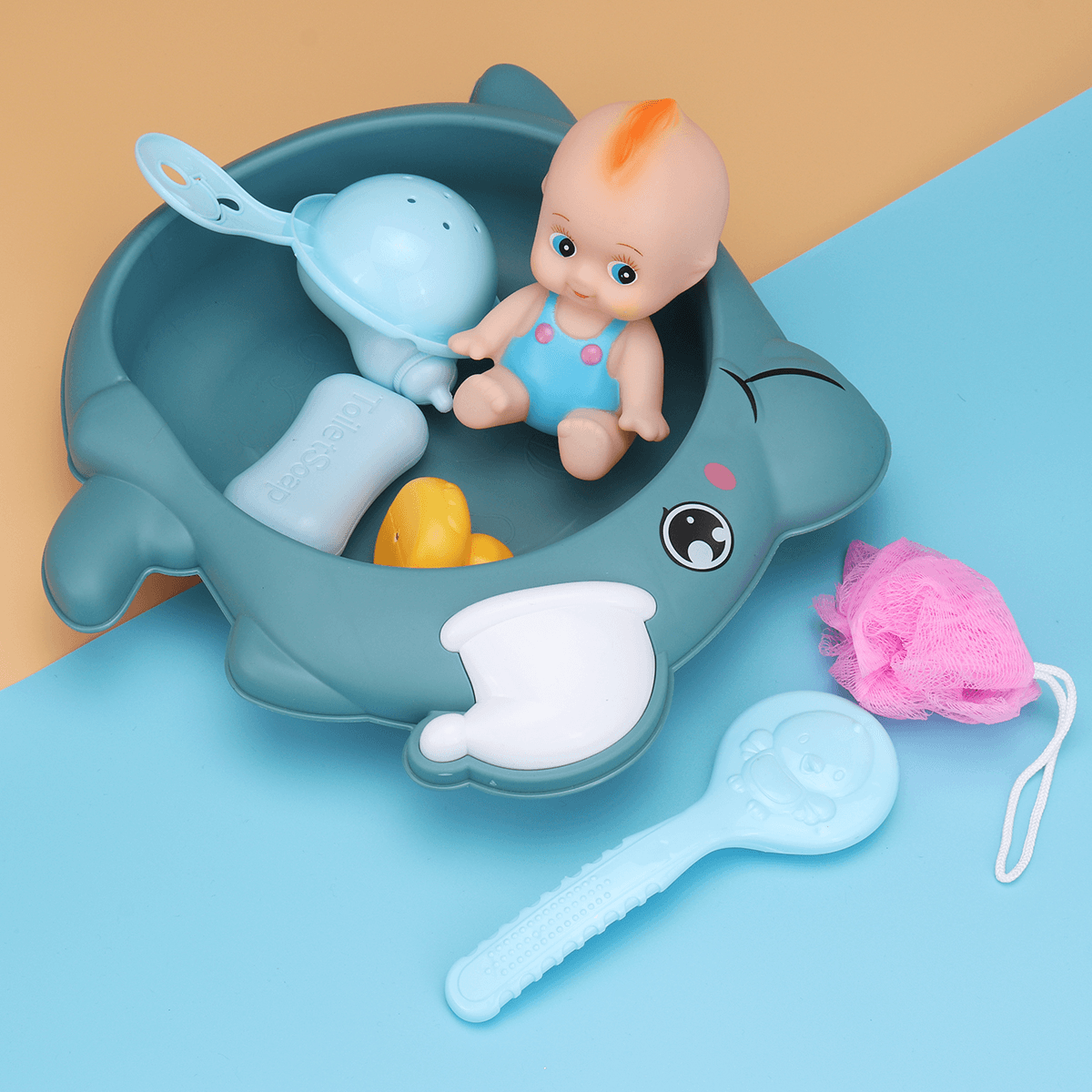 8 Pcs Baby Kids Bath Basin Doll Duck Shower Bathtub Floating Toys