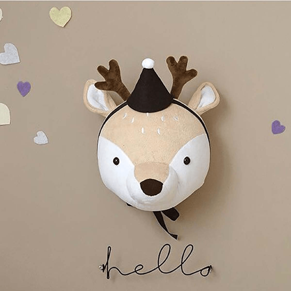 Têtes d'animaux en peluche 3D, éléphant, ours, cerf, décoration murale pour enfants, jouet en peluche pour Noël, anniversaire