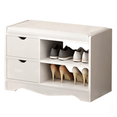 Étagère à chaussures à 2 niveaux, banc à chaussures, armoire de rangement, organisateur de chaussures, tabouret multifonctionnel en bois avec 2 tiroirs