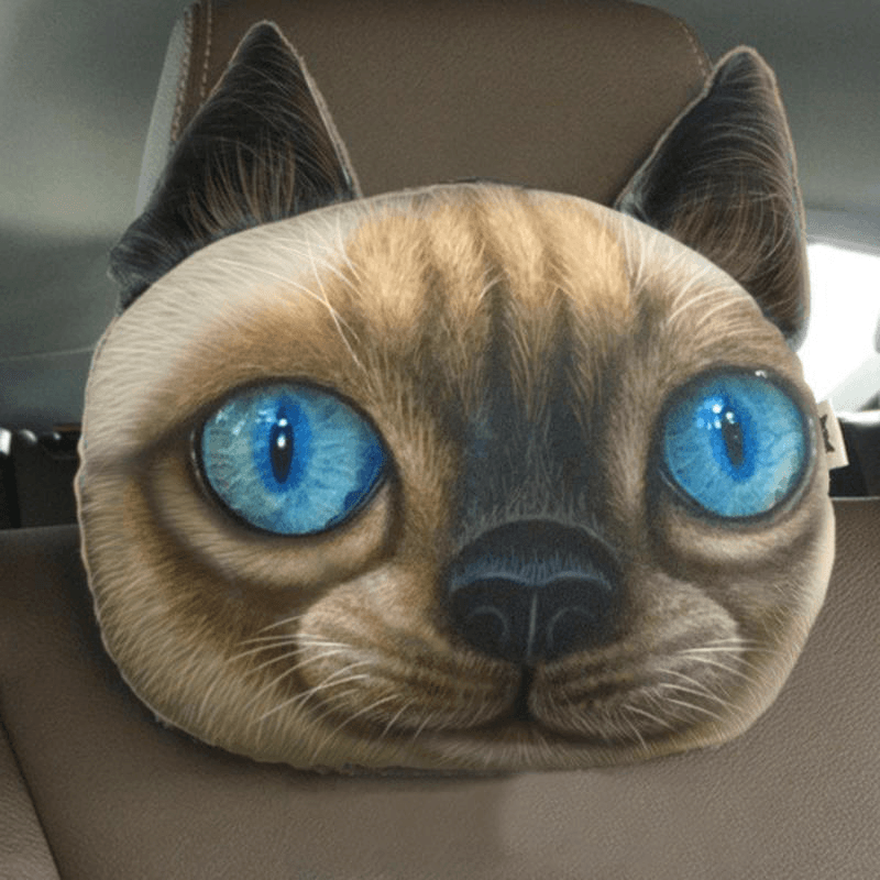 Appuie-tête de voiture 3D Husky confortable et respirant, oreiller de soutien du cou de dessin animé