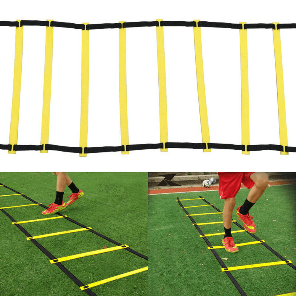 Escalera de entrenamiento de velocidad y agilidad de 12 peldaños para ejercicios de trabajo de pies y fitness en fútbol, ​​6 m