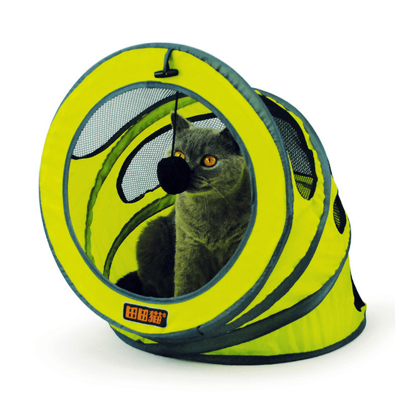 Túnel de juguete plegable con espiral para gatos, juguete de entrenamiento transpirable para gatos, divertido túnel para gatos