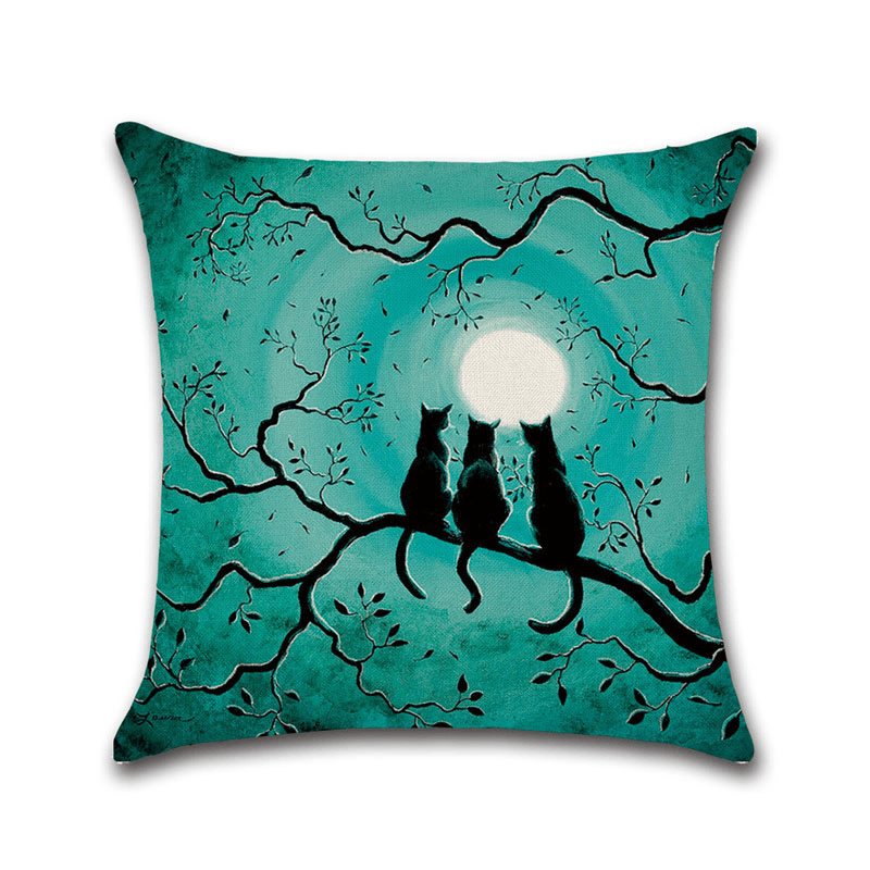 Funda de almohada decorativa con forma de gato y calabaza de la serie Halloween, juguetes de la antigua casa de brujas