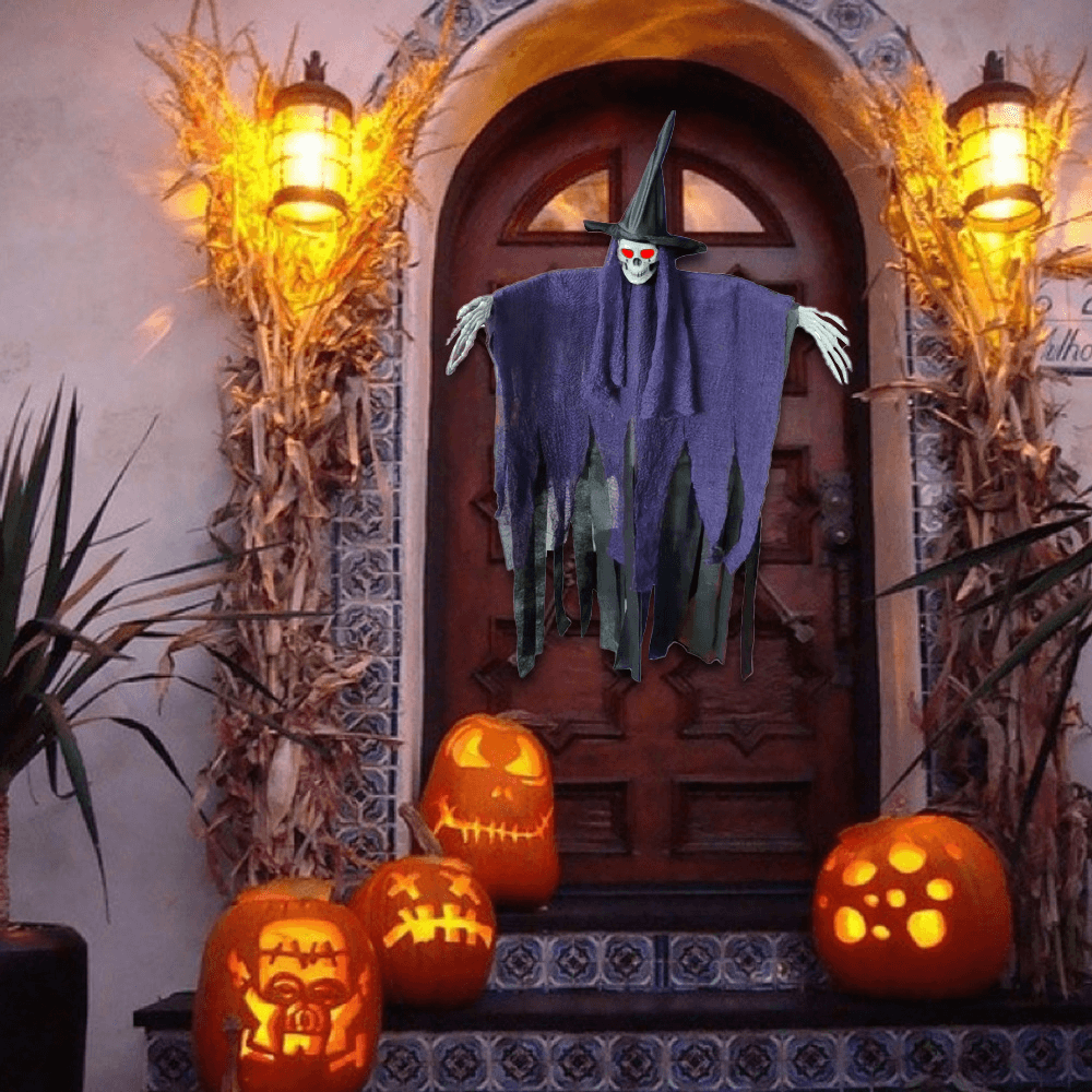 Décoration d'Halloween à suspendre, crâne fantôme, bricolage, lueur lumineuse, décoration de maison hantée, crâne, pendentif, fournitures de fête, vacances