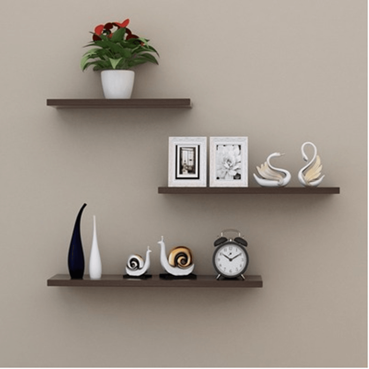 3 Pcs/Set Wood Wall-Mounted Shelves Bookshelf Storage Rack Shelf Wall Hanging Decorations Stand Organizer