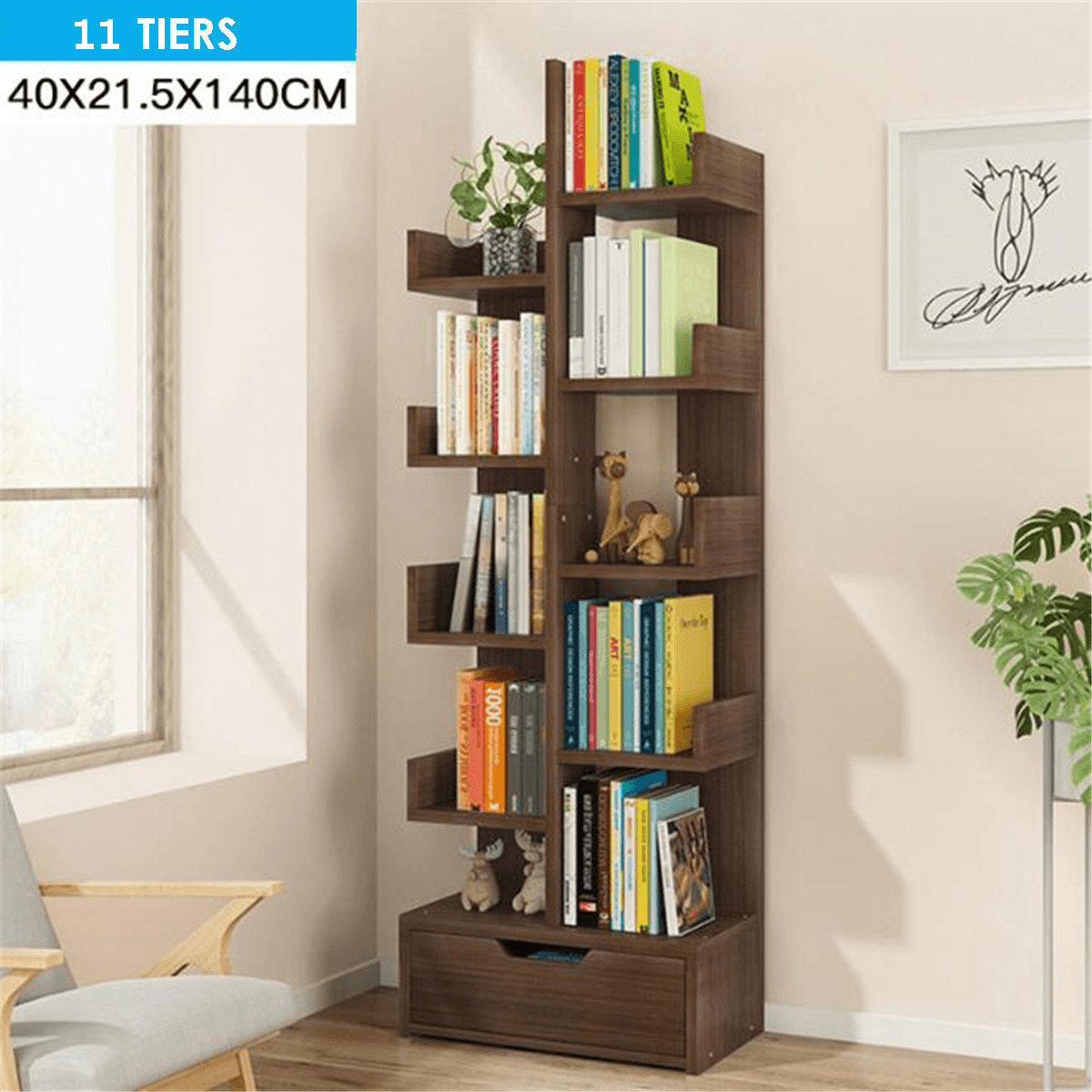 Bibliothèque créative multicouche simple en bois pour livres, magazines, étagère de rangement pour la maison, le bureau, le dortoir