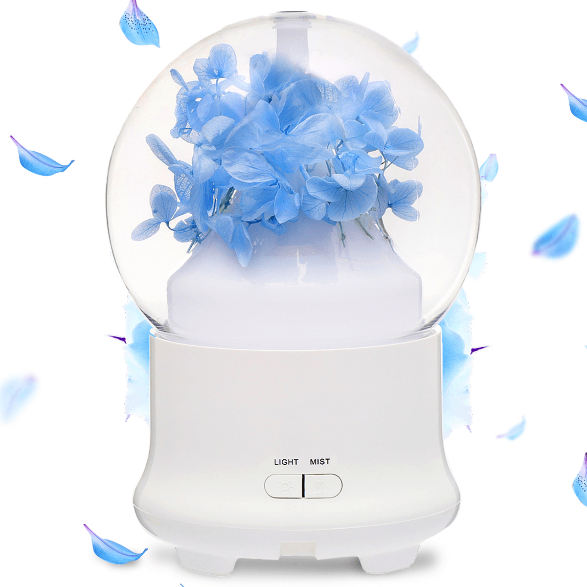 Humidificador de aroma mini con flores inmortales de 4 colores, difusor de aceites esenciales, purificador y atomizador para spa