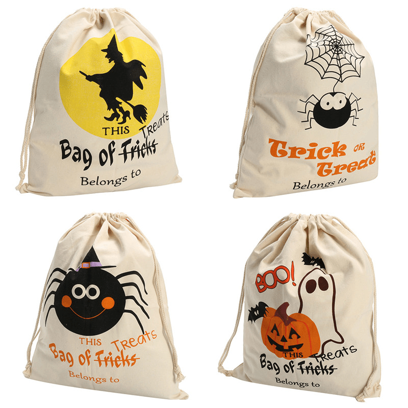 Sacs en toile pour citrouille d'Halloween Sac à cordon de serrage Beam Port Sacs cadeaux pour bonbons