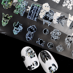 Autocollant pour ongles Dancingnail Motif tête de mort d'Halloween Style punk Zombie