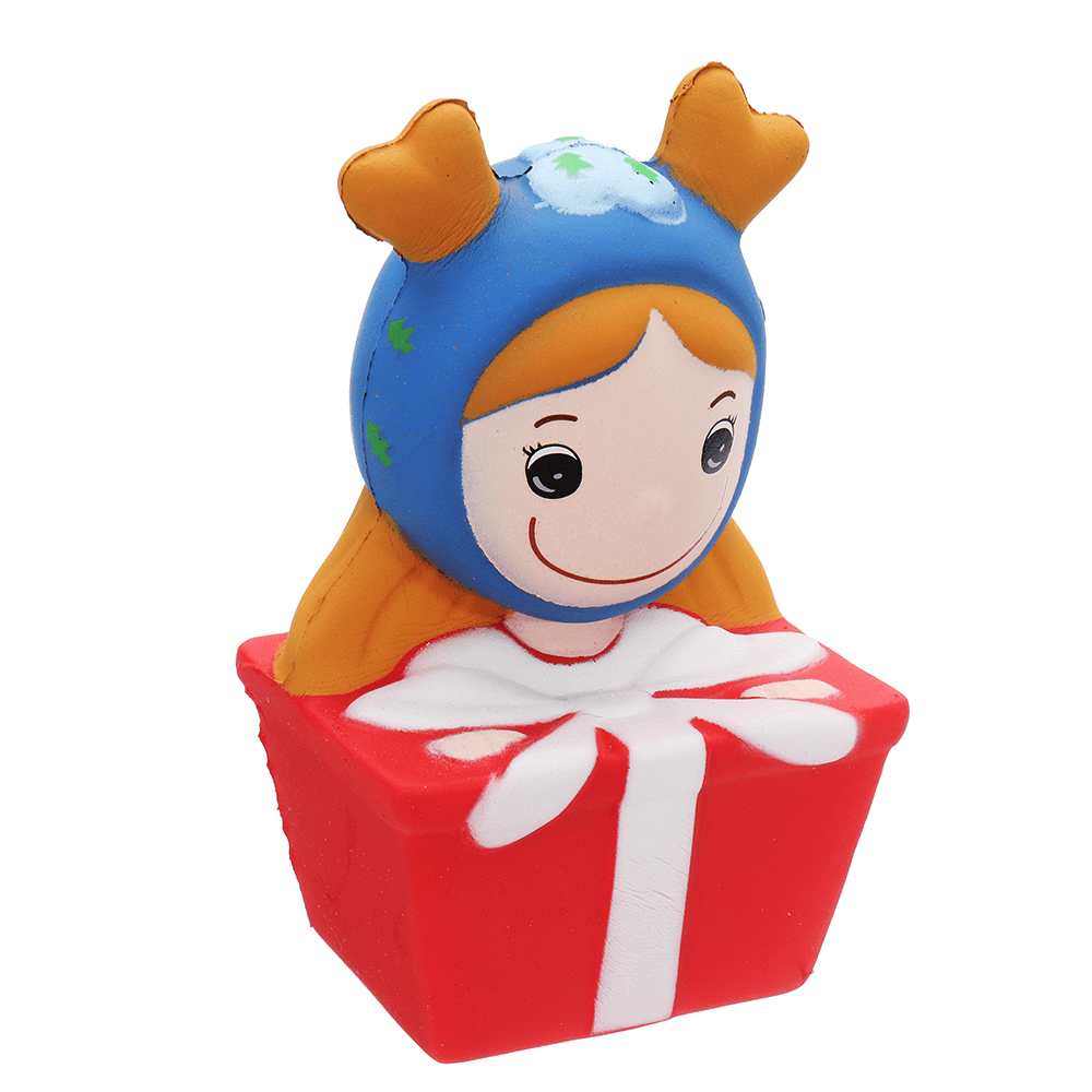 Christmas Elk Girl Squishy 14*7CM Slow Rising Soft Toy Gift Collection with Packaging