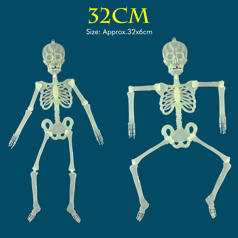 32/90/150CM Halloween Luminous Skeleton 360° Rotatable Joint with Light Effect Toy for Halloween Horror Props House Decoration