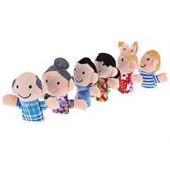 Juego de 6 marionetas de dedo familiares de peluche, lote de 6 unidades, juguete educativo de mano para niños y niñas, cuento para dormir