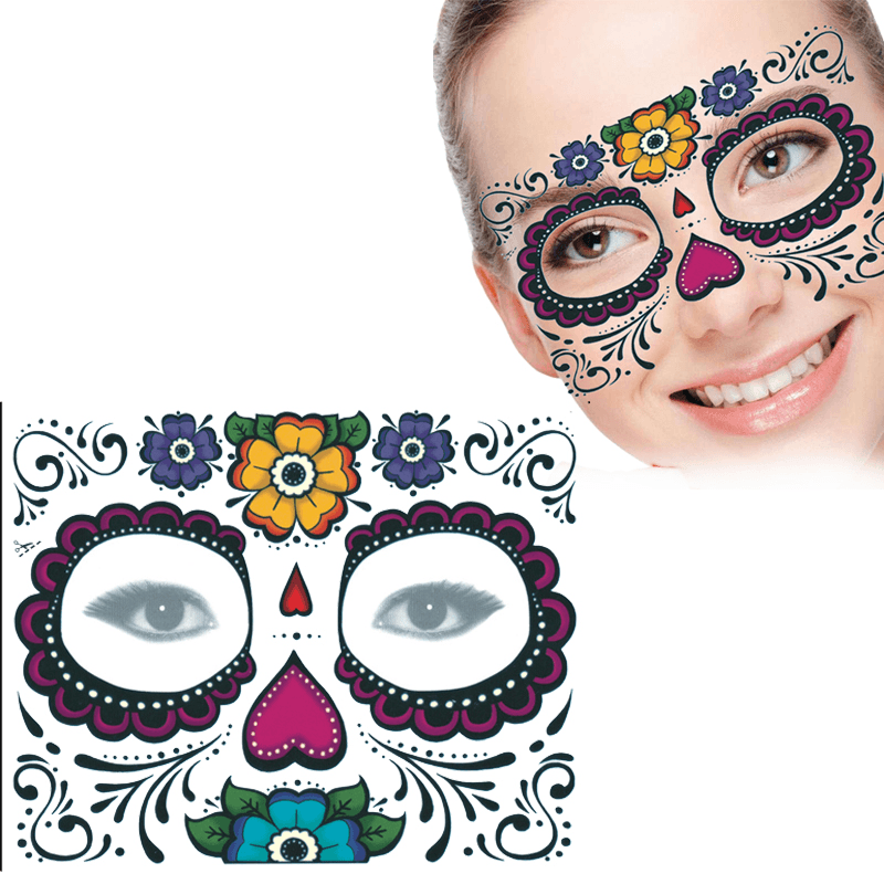 Lot de 10 autocollants jetables pour fard à paupières, tatouage temporaire magique pour le visage et les yeux pour la fête d'Halloween