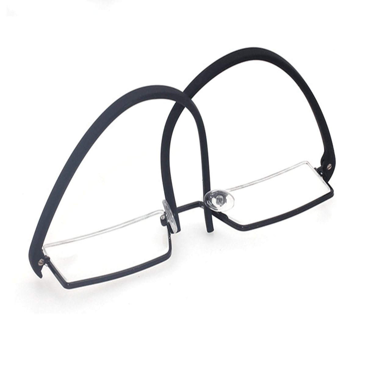 Support demi-monture pour lunettes de lecture en résine légère et durable, portable, noir, non anti-lumière bleue