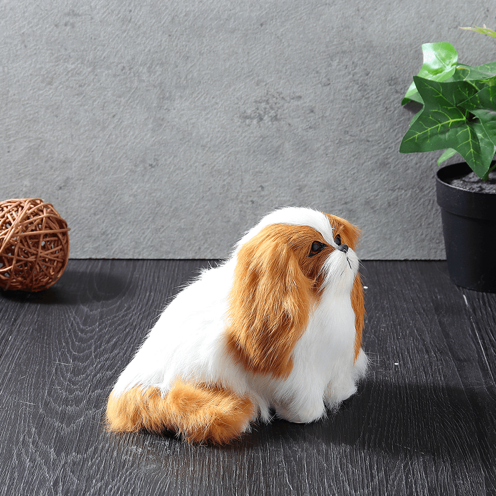 Cute Puppy Lifelike Simulation Dog Stuffed Plush Toy Realistic Home Desk Decoration