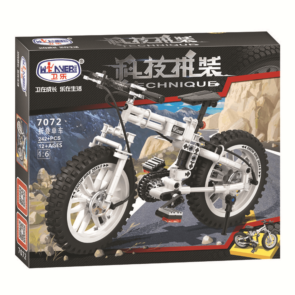 242 piezas 1:6 7072 modelo de bicicleta plegable 3D DIY bloques de tecnología mecánica ensamblados a mano juguete educativo para niños