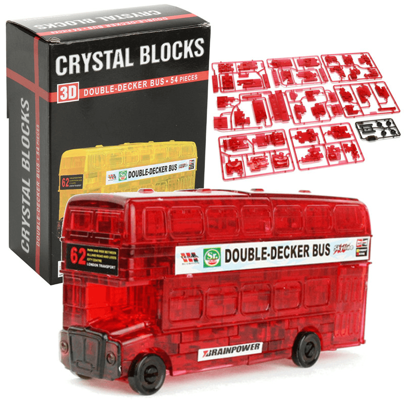 Rompecabezas de cristal 3D con coeficiente intelectual creativo, bloques para ensamblar, modelo de autobús y coche, juguetes para hacer uno mismo