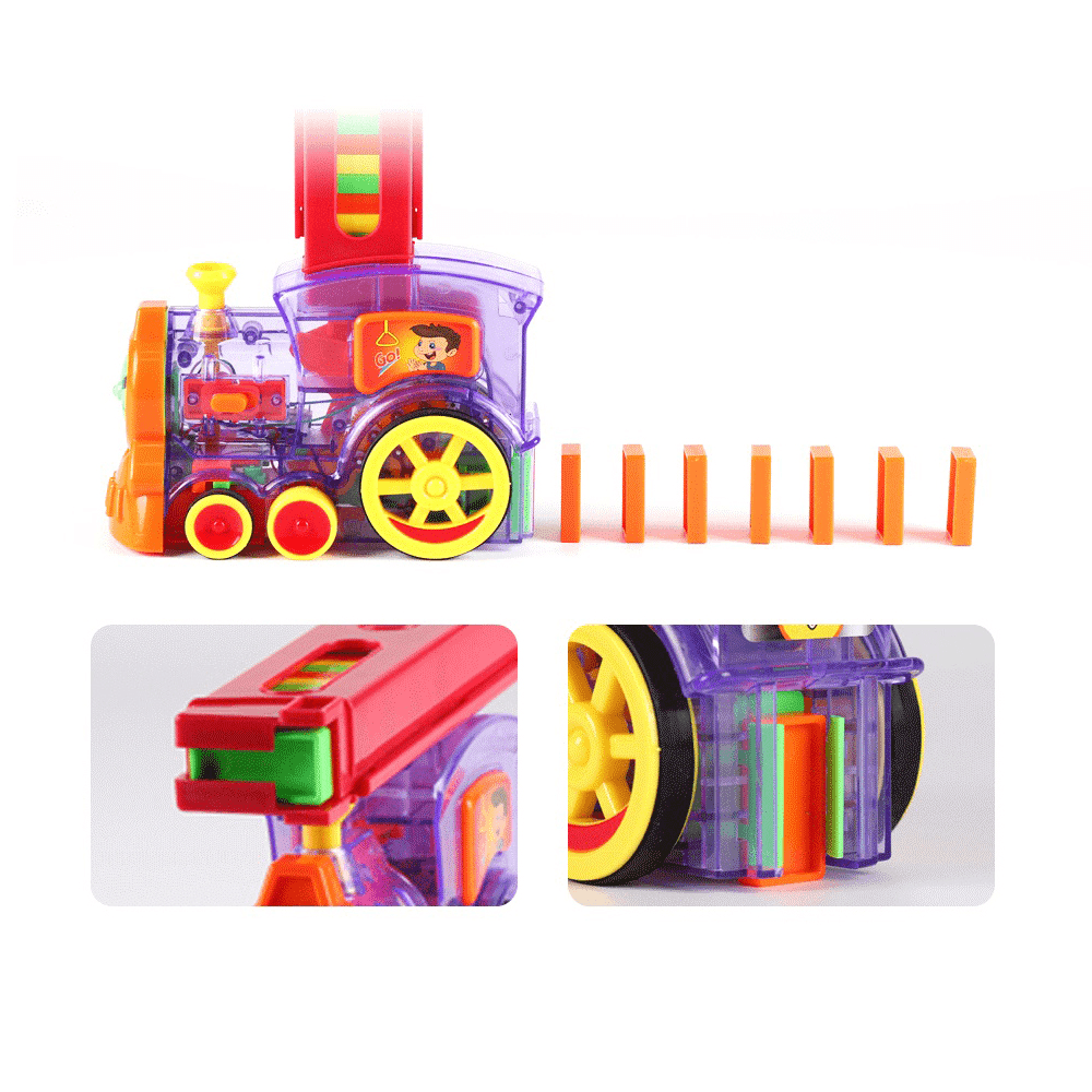 80 Pcs Train Electric Domino Car Model Magical Automatic Set Game Building Blocks Car Stacking for Kid Gift